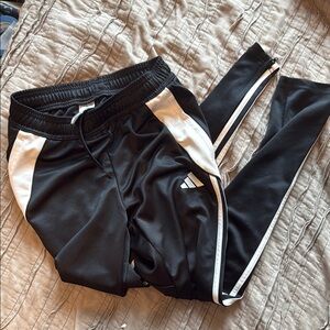 Adidas Black and White Sweatpants with Elastic Waistband